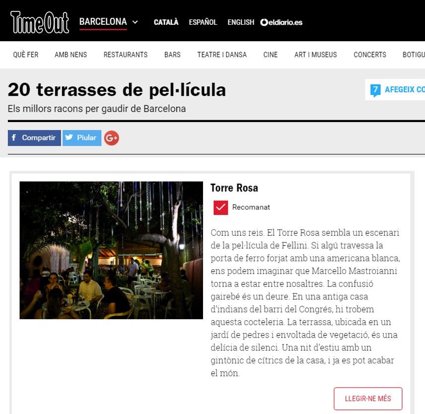 Una De Las 20 Mejores Terrazas De Barcelona Según Time Out
