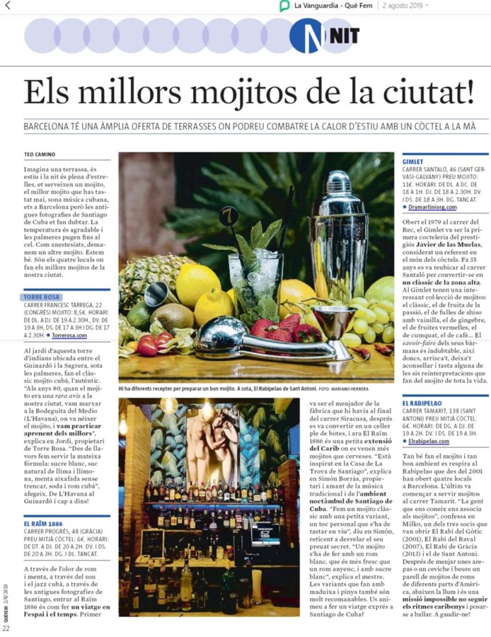 La Vanguardia article about the best mojitos in Barcelona